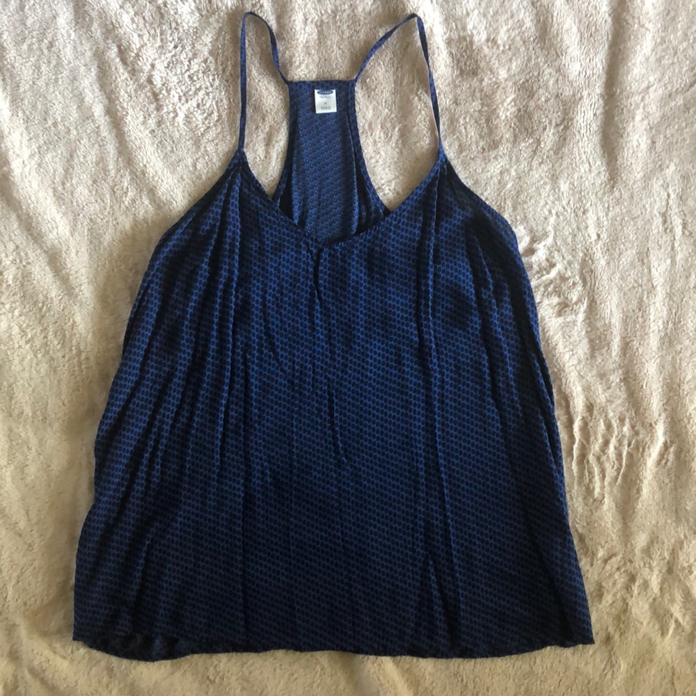 Blue polka dot racer back